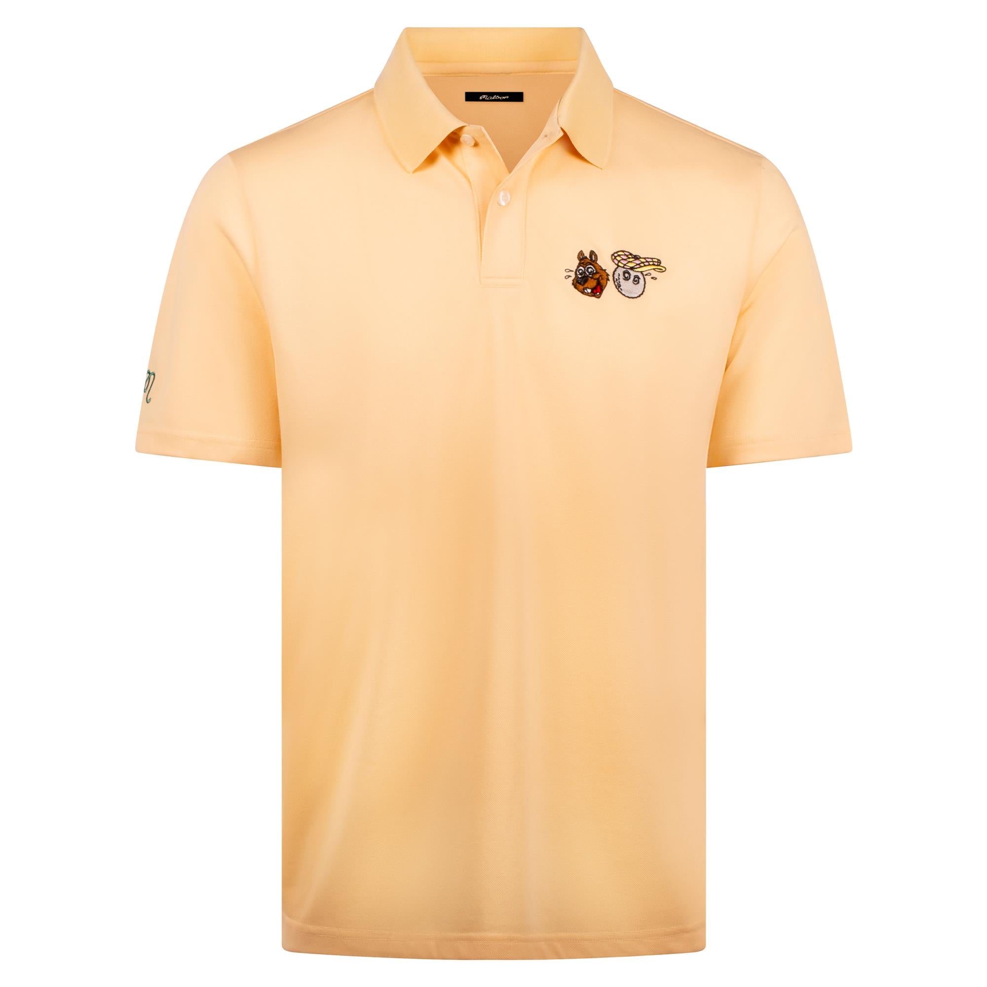 Malbon Two Man Scramble Mens Pique Golf Polo Shirt Light Khaki
